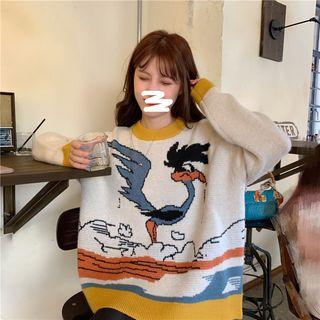 Print Loose-fit Sweater As Figure - One Size