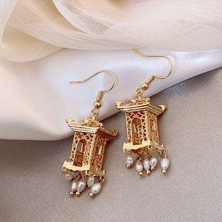 Chinese Castle Faux Pearl Drop Earring