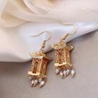 Chinese Castle Faux Pearl Drop Earring
