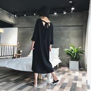Bow Back Plain T-shirt Dress