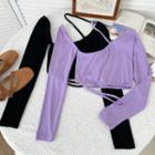 Details Long-sleeve Cropped Halter T-shirt In 9 Colors
