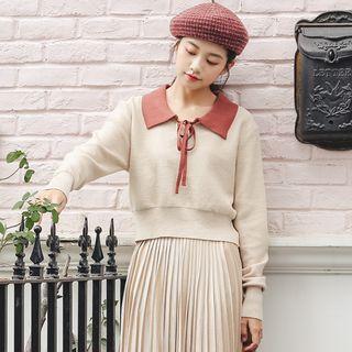 Polo Neck Ribbon Sweater