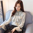 Long-sleeved Embroidered Open-front Blouse