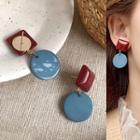 Square & Disc Dangle Earring 1 Pair - As Shown In Figure - One Size