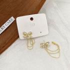 Bow Rhinestone Alloy Earring 01# - 1 Pair - Gold - One Size