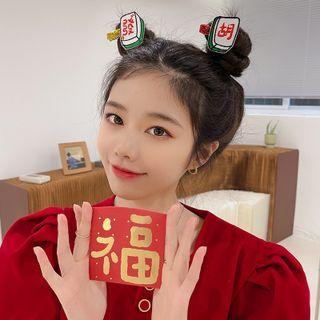 Mahjong Embroidered Hair Clip