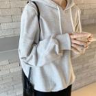 Paris Printed Loose-fit Hoodie Light Gray - One Size