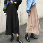 Asymmetrical Knit Midi A-line Skirt