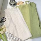 Plain Ruched Spaghetti-strap Dress / Sleeveless Knit Midi Tank Dress