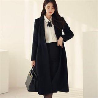 Tall Size Wool Blend Coat With Belt