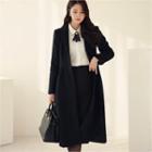 Tall Size Wool Blend Coat With Belt