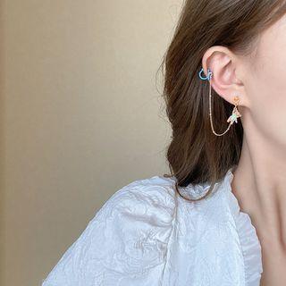 Bear Chain Alloy Cuff Earring 1 Pc - Gold - One Size