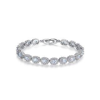 Elegant And Fashion Geometric Oval White Cubic Zirconia Bracelet 17cm Silver - One Size