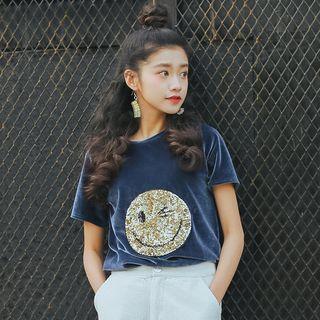 Velvet Smiley Short-sleeve T-shirt