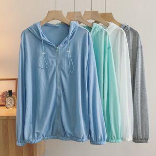 Drawstring Zipped Hooded Jacket