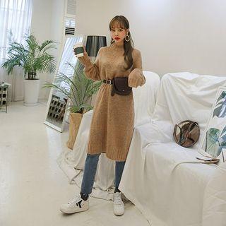 Slit-side Mohair Blend Knit Dress