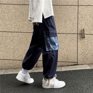 Color Block Panel Gathered Cuff Cargo Pants