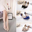 Pointed Low Heel Pumps