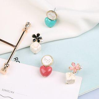 Non-matching Heart & Floral Cube Earring