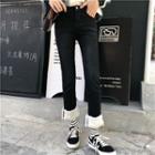 Fleece-trim Cropped Jeans