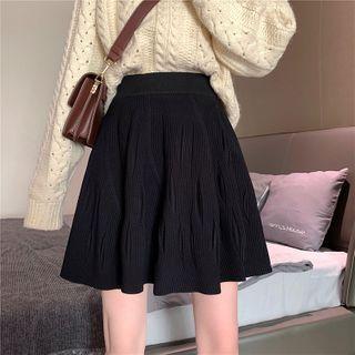 High-waist Knit Mini A-line Skirt