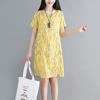 Short-sleeve Floral Mini Dress