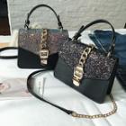 Chain-accent Sequined Satchel