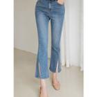 Deep-slit Boot-cut Jeans