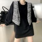 Oversize Long-sleeve T-shirt / Zebra Print Vest
