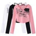 Halter-neck Lettering Print Cropped T-shirt