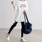 Drop-shoulder Dip-back 3/4 Sleeve T-shirt