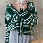 Knitted Color-block Loose-fit Cardigan