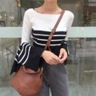 Bell-sleeved Colorblock Knit Top