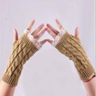 Lace-trimmed Cable Knit Fingerless Gloves