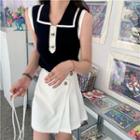 Sleeveless Mini A-line Polo Dress / Sleeveless Polo Knit Top