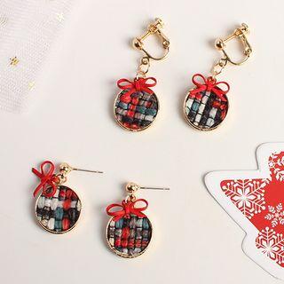 Bow & Woven Disc Dangle Earring
