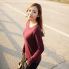 Crew-neck Plain T-shirt