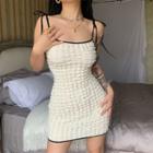 Contrast Trim Tie-shoulder Mini Dress