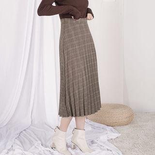 High Waist Pleated Midi Skirt