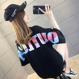 Lettering Half-sleeve Top