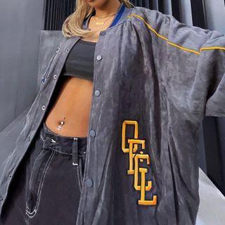 Letter Print Oversized Jacket