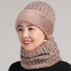 Fleece-lined Knit Beanie With Scarf
