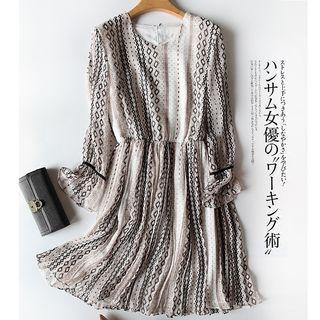 Bell-sleeve Chiffon Long-sleeve Dress