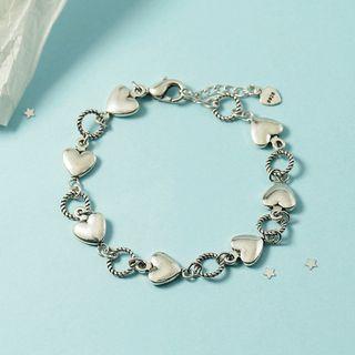 Heart Bracelet Bracelet - Ring & Love Heart - Silver - One Size