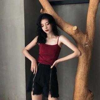 Zip-back Knit Cropped Camisole Top