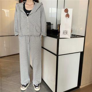 Plain Loose-fit Hooded Jacket / Shorts / Loose-fit Pants