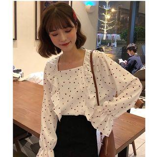 Bell-sleeve Heart Pattern Blouse