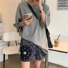 Short-sleeve Round Neck Plain Loose-fit T-shirt / Pattern Shorts