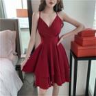 Spaghetti-strap Layered Mini A-line Dress