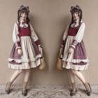 Puff-sleeve A-line Dress / Headband / Set